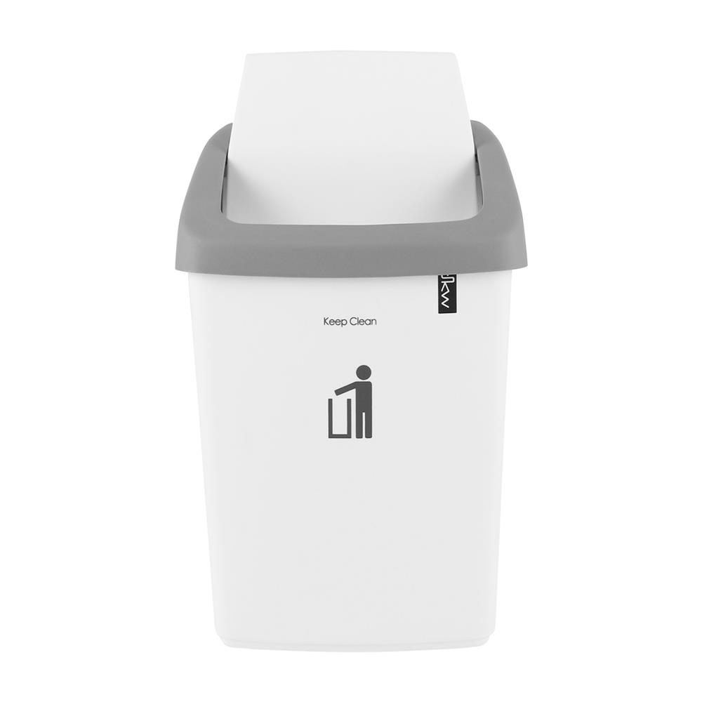 ถังขยะเหลี่ยมฝาสวิง DKW HH-208P ขนาด 9L สีขาวเทา