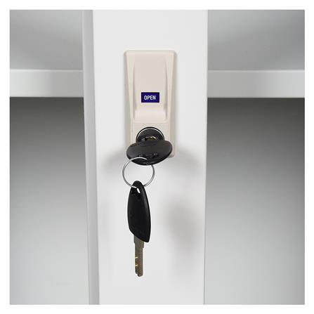 ตู้เหล็กสูงบานเลื่อนกระจก LUCKY WORLD KSG-914-TG สีเทาทราย_3