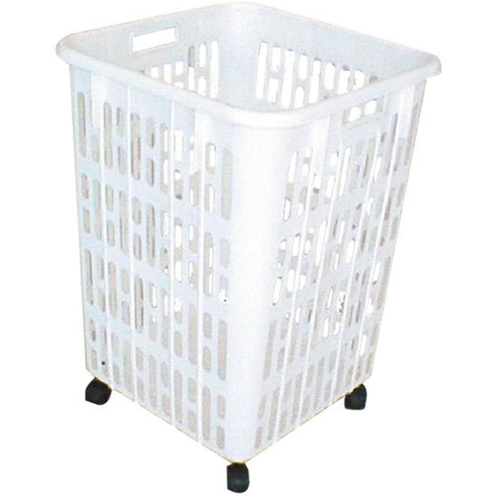 ตะกร้าผ้าเหลี่ยมมีล้อ SN 758 สีขาว