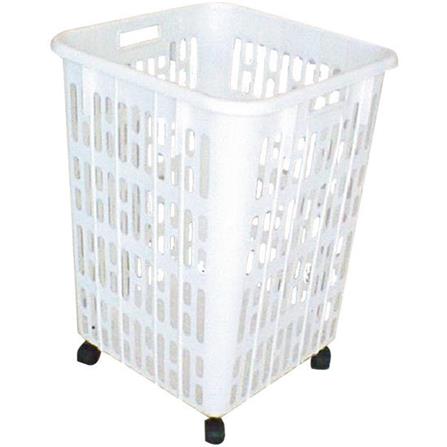 ตะกร้าผ้าเหลี่ยมมีล้อ SN 758 สีขาว_0