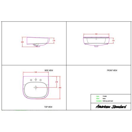 อ่างล้างหน้าแขวน AMERICAN STANDARD TF-0955 สีขาว_1