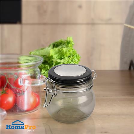 ขวดโหลแก้วกลมฝาสปริง S ขอบสีดำ_4