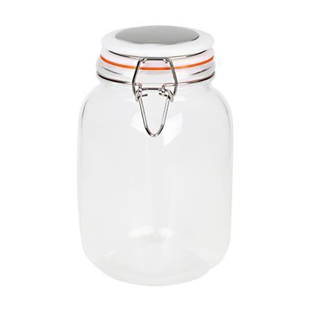 ขวดโหลแก้วกลม ไซส์ L ฝาสปริงสีขาว ขอบยางสีส้ม_0