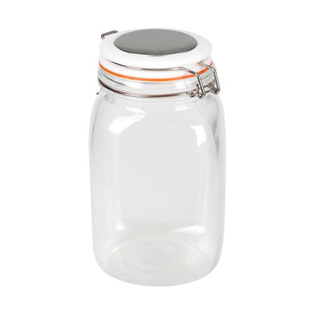 ขวดโหลแก้วกลม ไซส์ L ฝาสปริงสีขาว ขอบยางสีส้ม_2