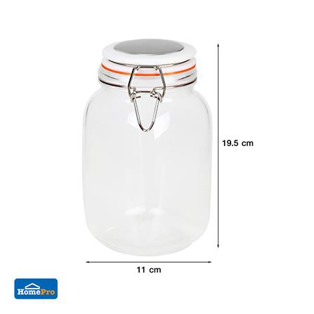 ขวดโหลแก้วกลม ไซส์ L ฝาสปริงสีขาว ขอบยางสีส้ม_5