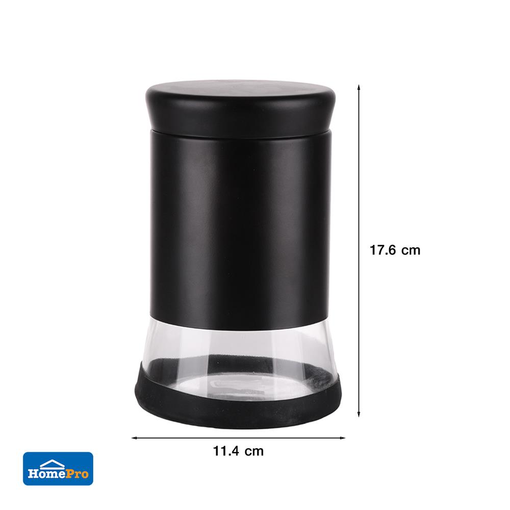 ขวดโหลแก้วกลมฝาเกลียว M สีดำ