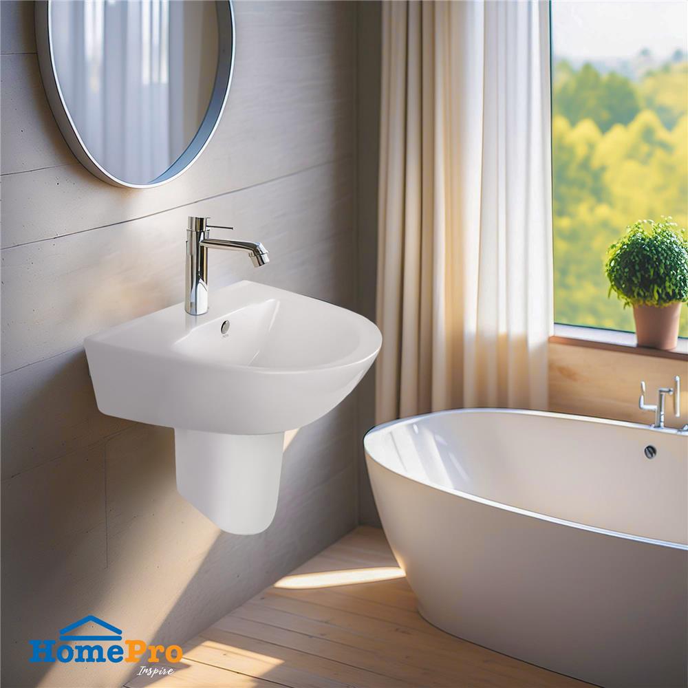 อ่างล้างหน้าพร้อมขาตั้งครึ่ง MOYA 832A สีขาว