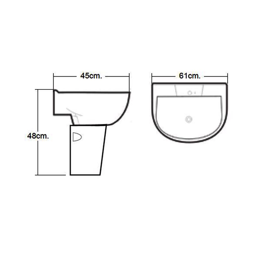 อ่างล้างหน้าพร้อมขาตั้งครึ่ง MOYA 832A สีขาว