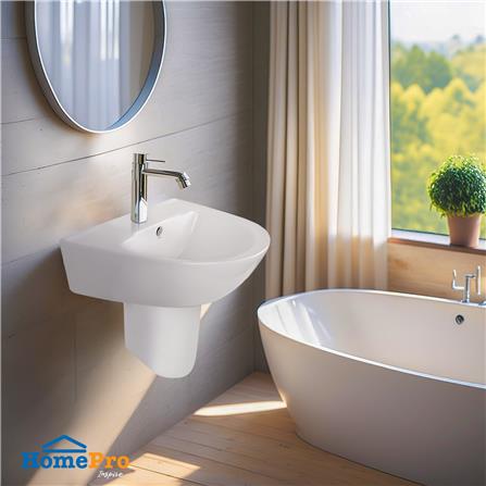 อ่างล้างหน้าพร้อมขาตั้งครึ่ง MOYA 832A สีขาว_3