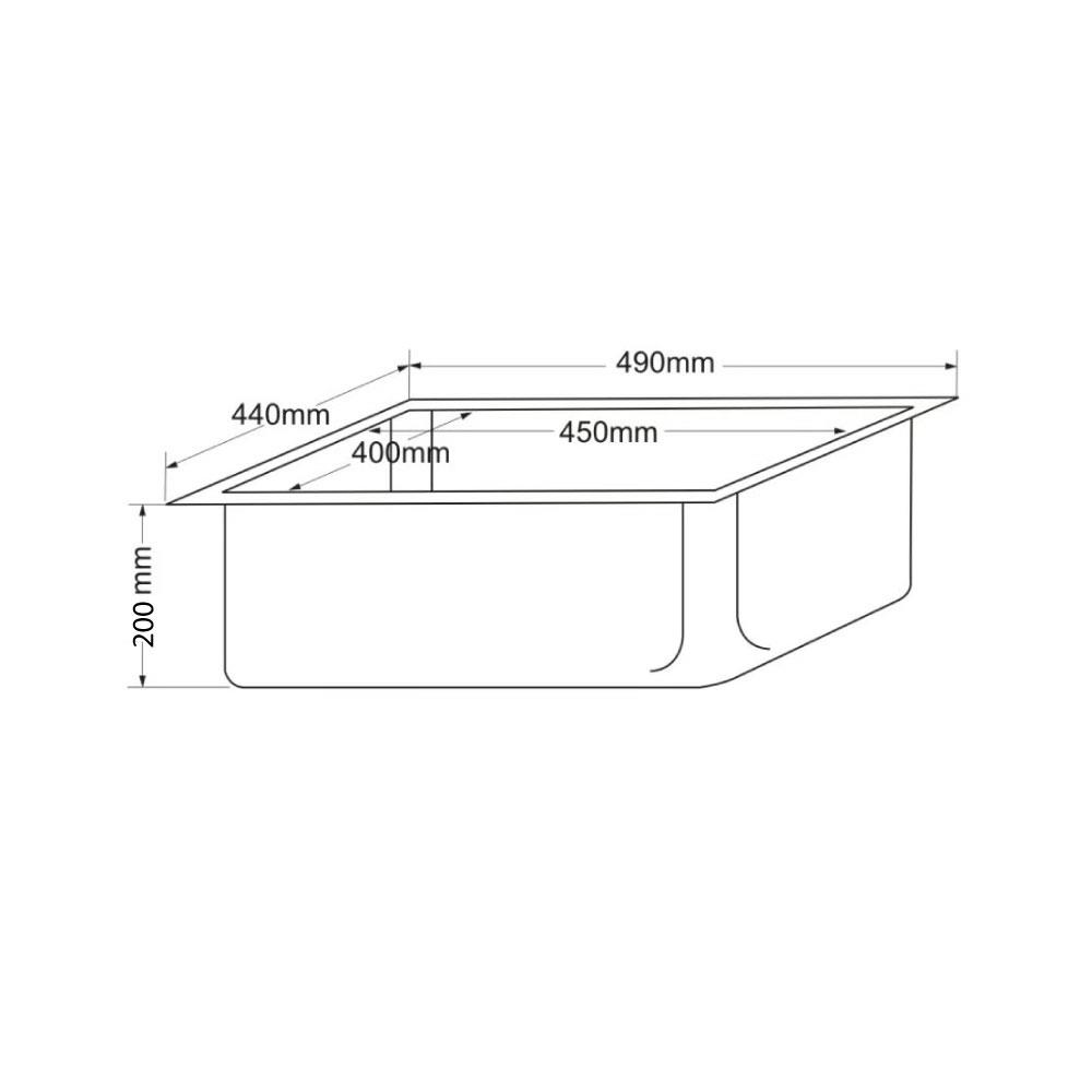 ซิงค์ฝังสแควร์ 1หลุม TECNOPLUS TNP1050SU สเตนเลส