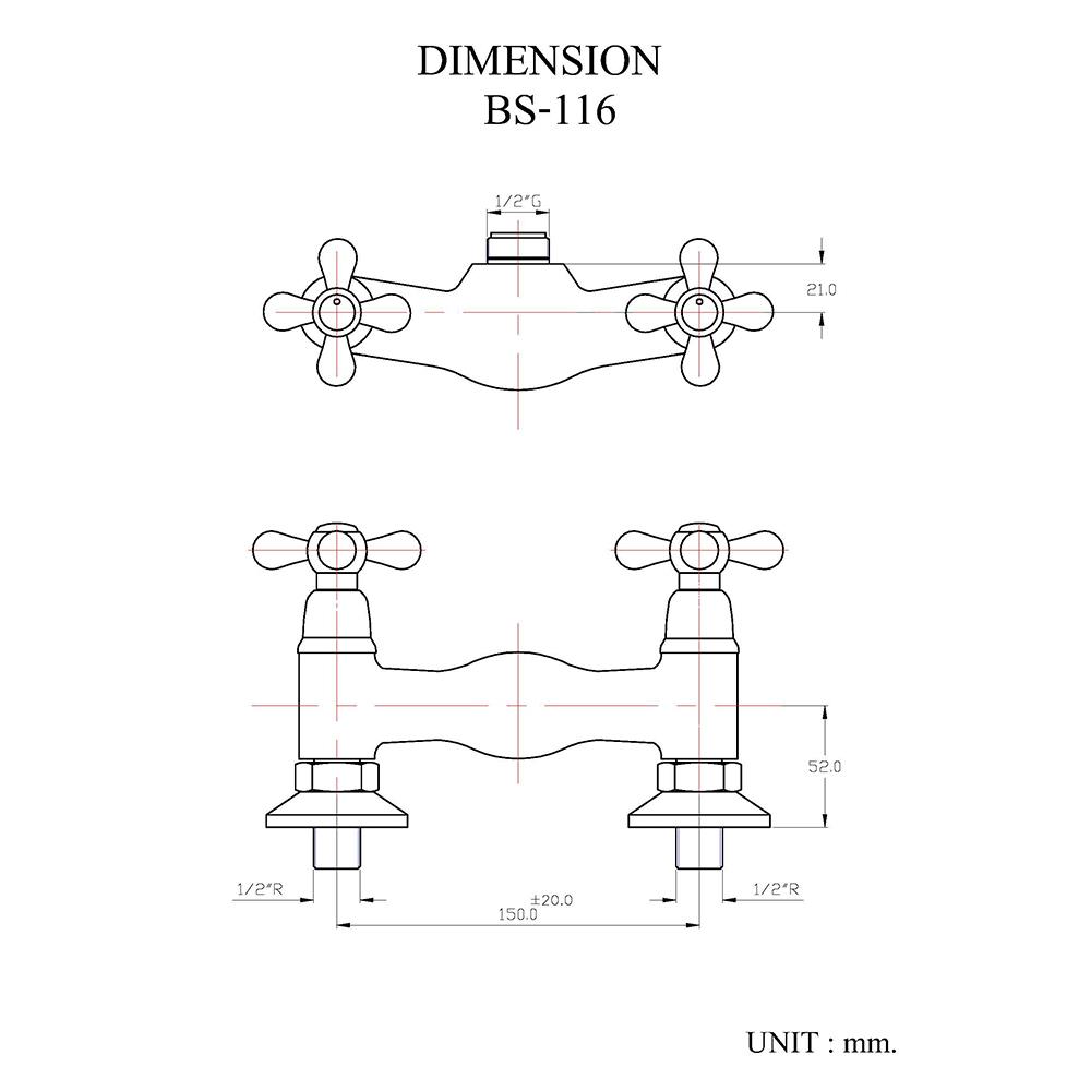ก๊อกผสมยืนอาบ HANG BS-116 (BR)