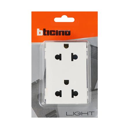 เต้ารับคู่ 3 ขา BTICINO SN4185FLIGHT สีขาว_2