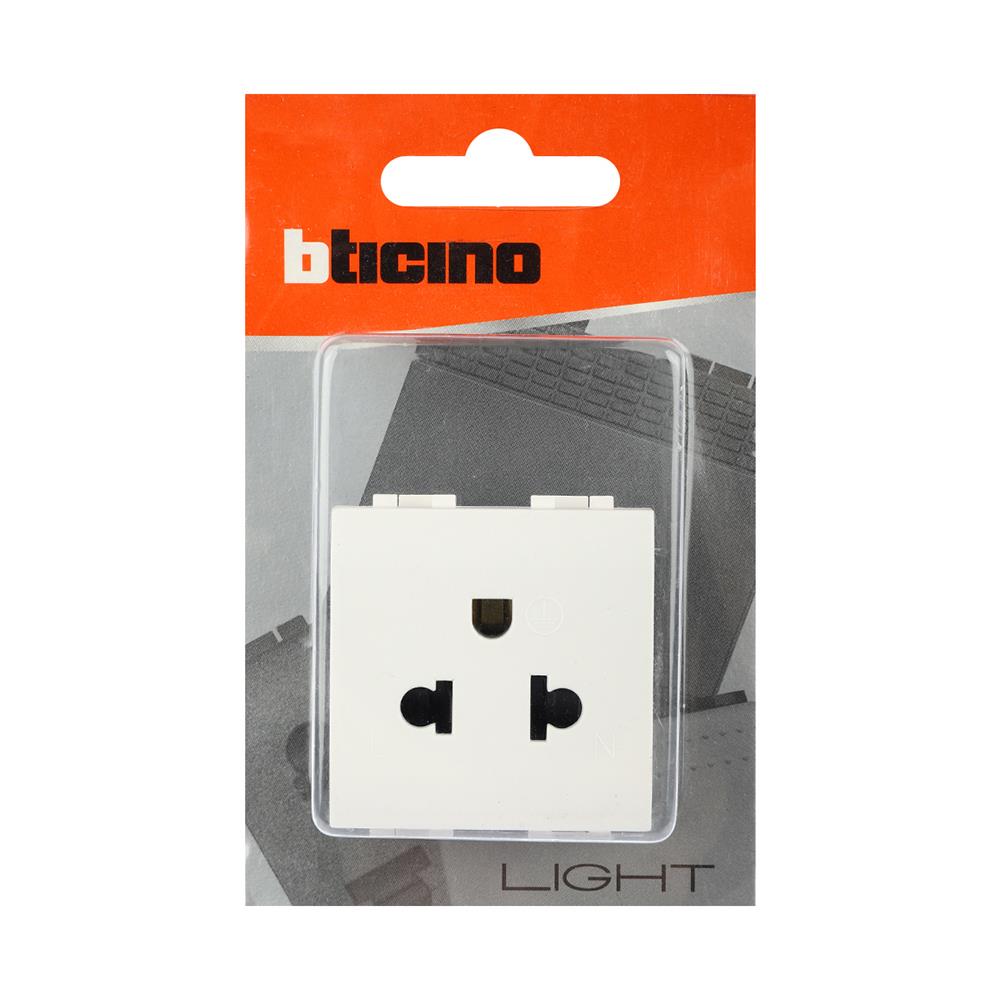 เต้ารับเดี่ยว 3 ขา มีกราวด์ BTICINO N4126 LIVING LIGHT สีขาว