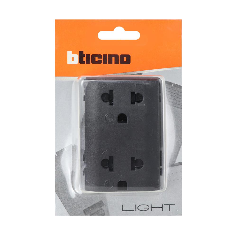 เต้ารับคู่ 3 ขา BTICINO L4185LIVING สีดำ