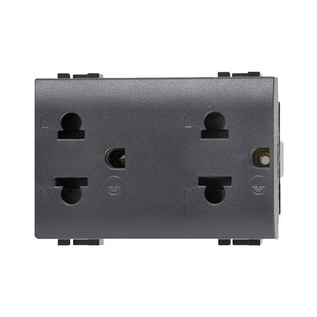 เต้ารับคู่ 3 ขา BTICINO L4185LIVING สีดำ_0