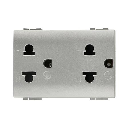 เต้ารับคู่ 3 ขา BTICINO SNT4185 สีเงิน_0