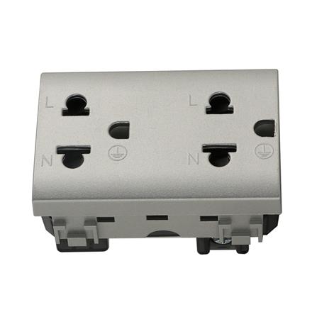 เต้ารับคู่ 3 ขา BTICINO SNT4185 สีเงิน_1