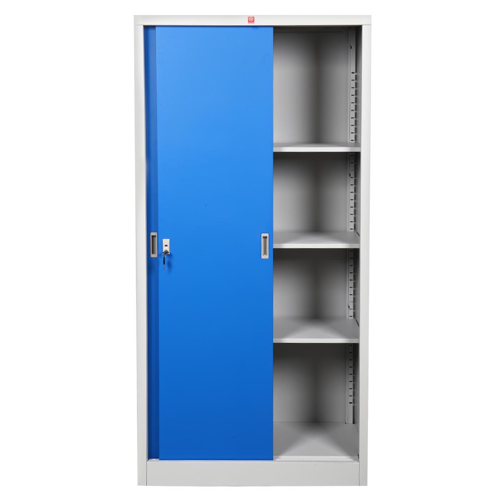 ตู้เหล็กสูงบานเลื่อนทึบ LUCKY WORLD KSS-914 สีน้ำเงิน