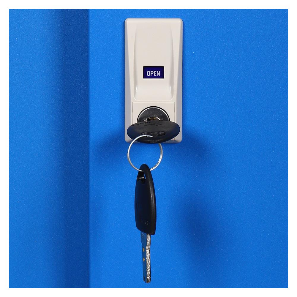 ตู้เหล็กสูงบานเลื่อนทึบ LUCKY WORLD KSS-914 สีน้ำเงิน