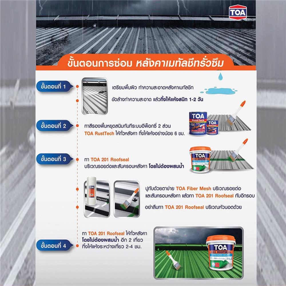 อะคริลิกกันซึม TOA 201 ROOFSEAL PU HYBRID 20 กก. สีเขียว