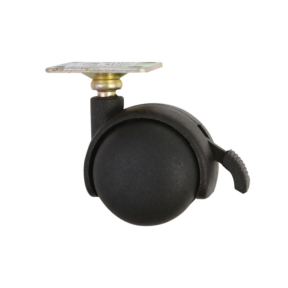 ลูกล้อไนลอนคู่ TMC แป้นหมุน มีเบรก 1.5 นิ้ว สีดำ