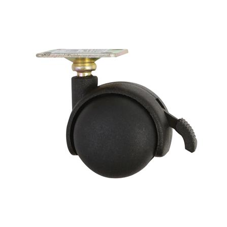 ลูกล้อไนลอนคู่ TMC แป้นหมุน มีเบรก 1.5 นิ้ว สีดำ