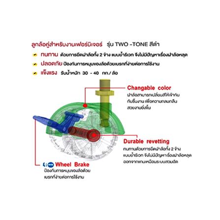 ลูกล้อไนลอน PAREO แหวนหมุน ไม่มีเบรก 2 นิ้ว สีดำ_1