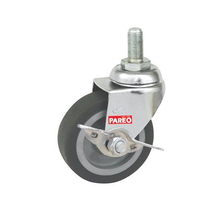 ลูกล้อยาง PAREO สกรูหมุน มีเบรก 3 นิ้ว สีเทา_0
