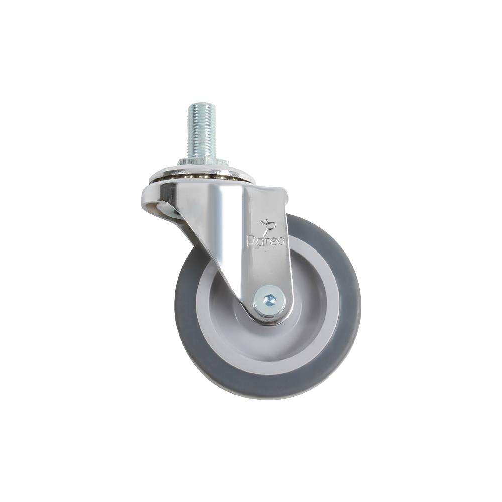 ลูกล้อยาง PAREO สกรูหมุน ไม่มีเบรก 3 นิ้ว สีเทา