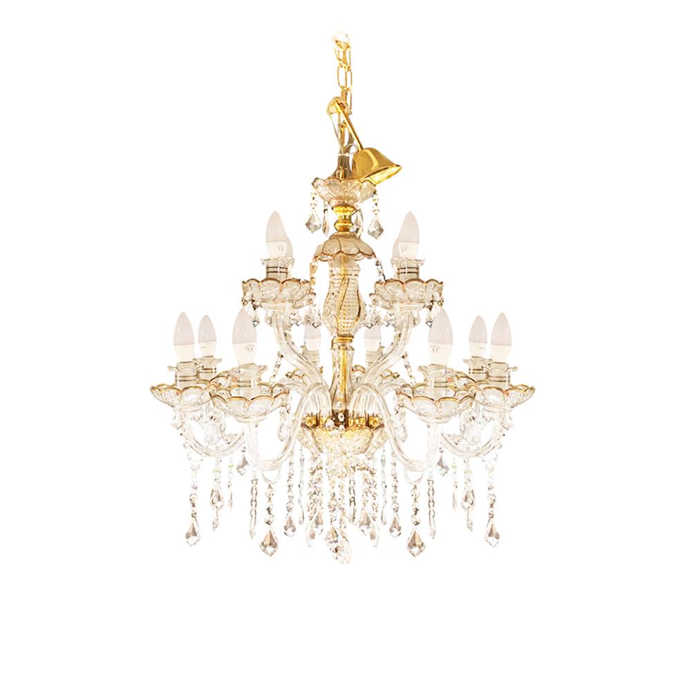 ไฟช่อ CARINI 1332-8+4 GOLD แก้ว/อะคริลิค/สีทอง 12หัว