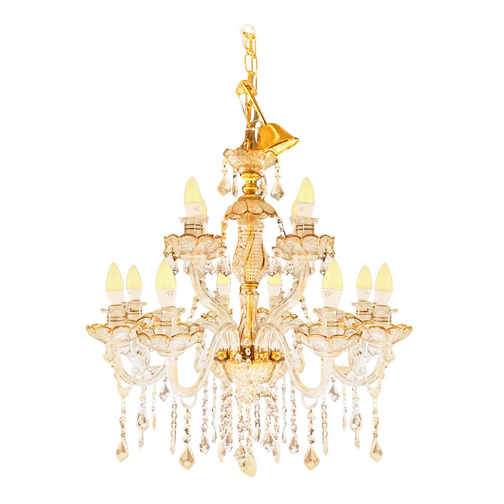 ไฟช่อ CARINI 1332-8+4 GOLD แก้ว/อะคริลิค/สีทอง 12หัว