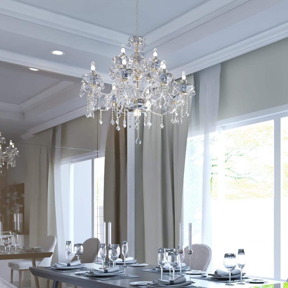 ไฟช่อ CARINI 1332-8+4 GOLD แก้ว/อะคริลิค/สีทอง 12หัว