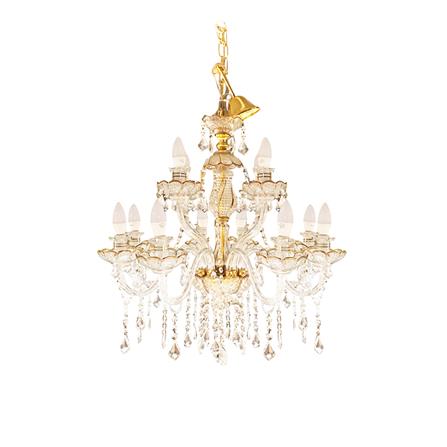 ไฟช่อ CARINI 1332-8+4 GOLD แก้ว/อะคริลิค/สีทอง 12หัว_0