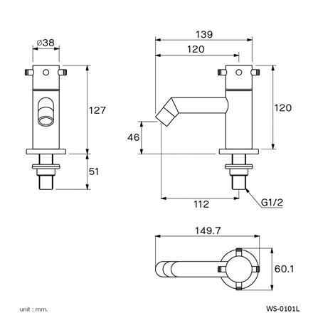 ก๊อกอ่างล้างหน้าเดี่ยว WS WS-0101L สเตนเลส_1