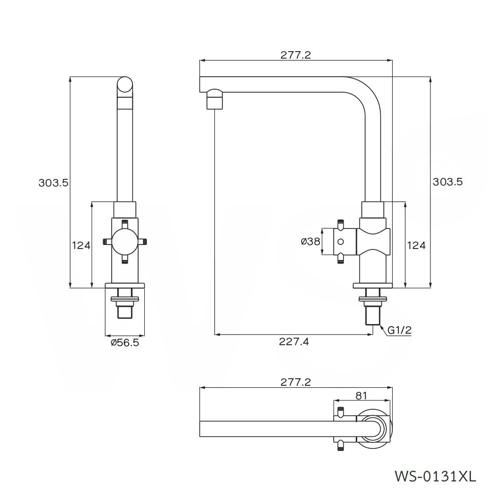 ก๊อกซิงค์เดี่ยวเคาน์เตอร์ WS WS-0131XL สีเงิน