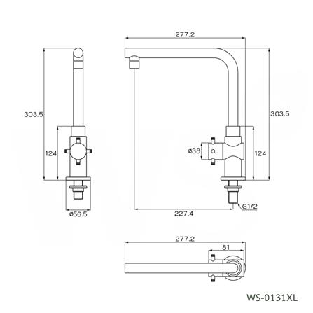 ก๊อกซิงค์เดี่ยวเคาน์เตอร์ WS WS-0131XL สีเงิน_1