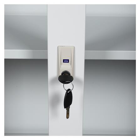 ตู้เหล็กสูงบานเลื่อนกระจก LUCKY WORLD KSG-120K-TG สีเทาทราย_3