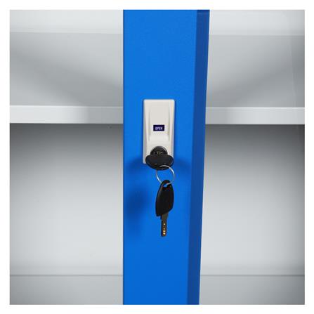 ตู้เหล็กสูงบานเลื่อนกระจก LUCKY WORLD KSG-120K-RG สีน้ำเงิน_3