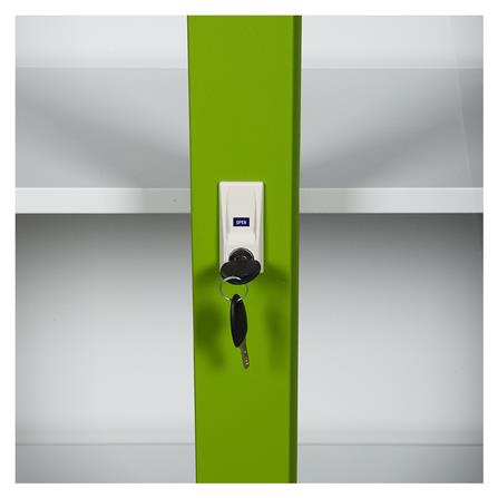 ตู้เหล็กสูงบานเลื่อนกระจก LUCKY WORLD KSG-120K-GG สีเขียว_3