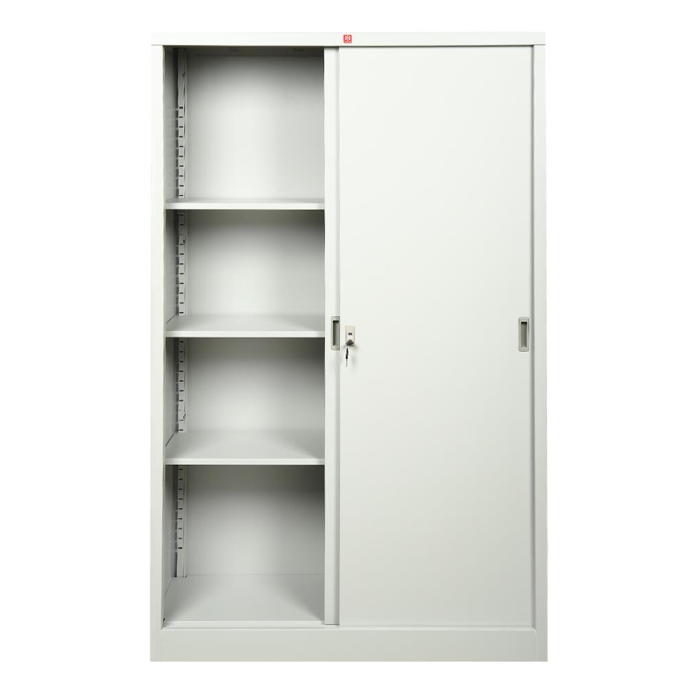 ตู้เหล็กสูงบานเลื่อนทึบ LUCKY WORLD KSS-120K-TG สีเทาทราย