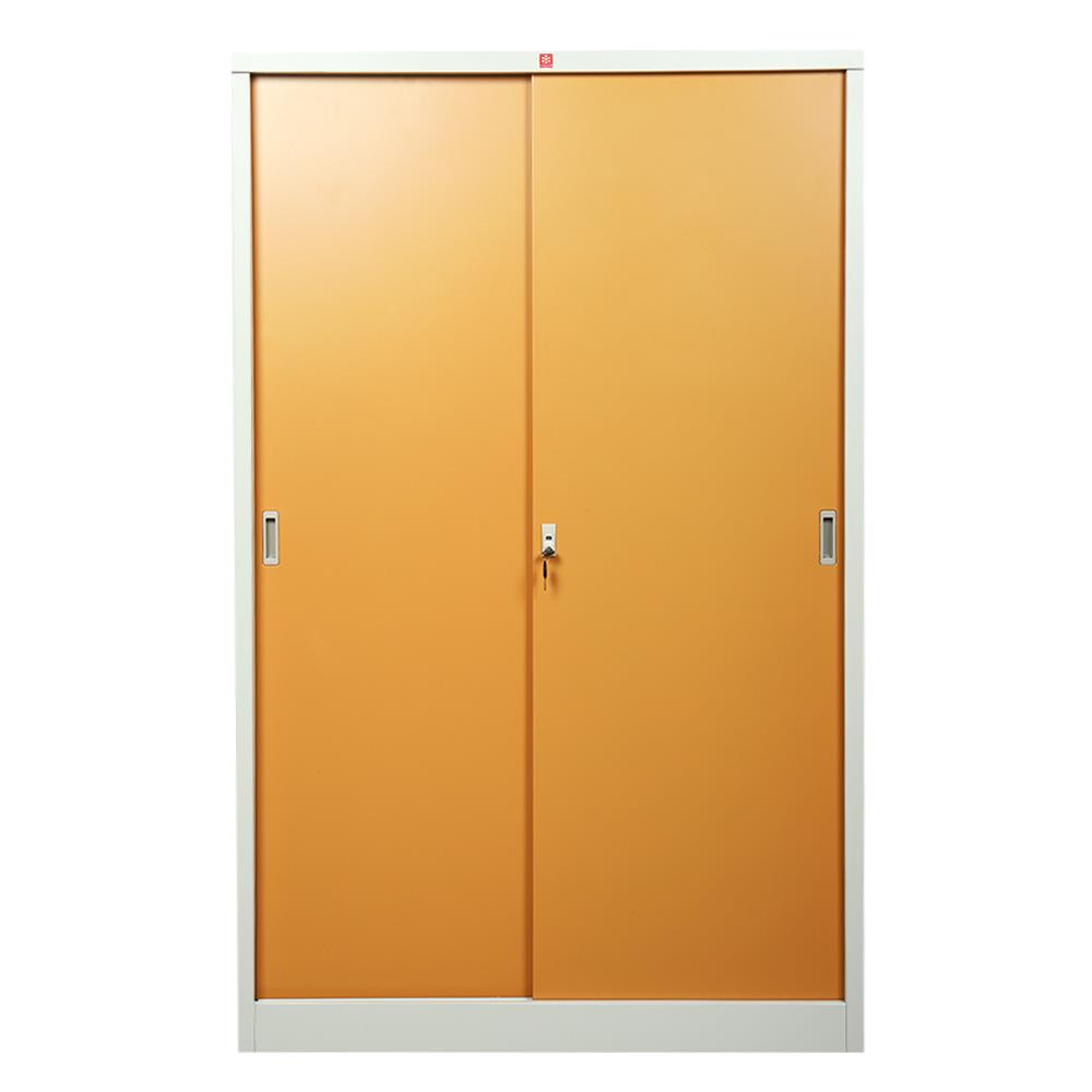 ตู้เหล็กสูงบานเลื่อนทึบ LUCKY WORLD KSS-120K-EG สีน้ำตาล