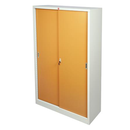 ตู้เหล็กสูงบานเลื่อนทึบ LUCKY WORLD KSS-120K-EG สีน้ำตาล_1