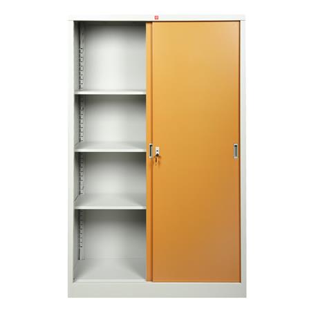 ตู้เหล็กสูงบานเลื่อนทึบ LUCKY WORLD KSS-120K-EG สีน้ำตาล_2