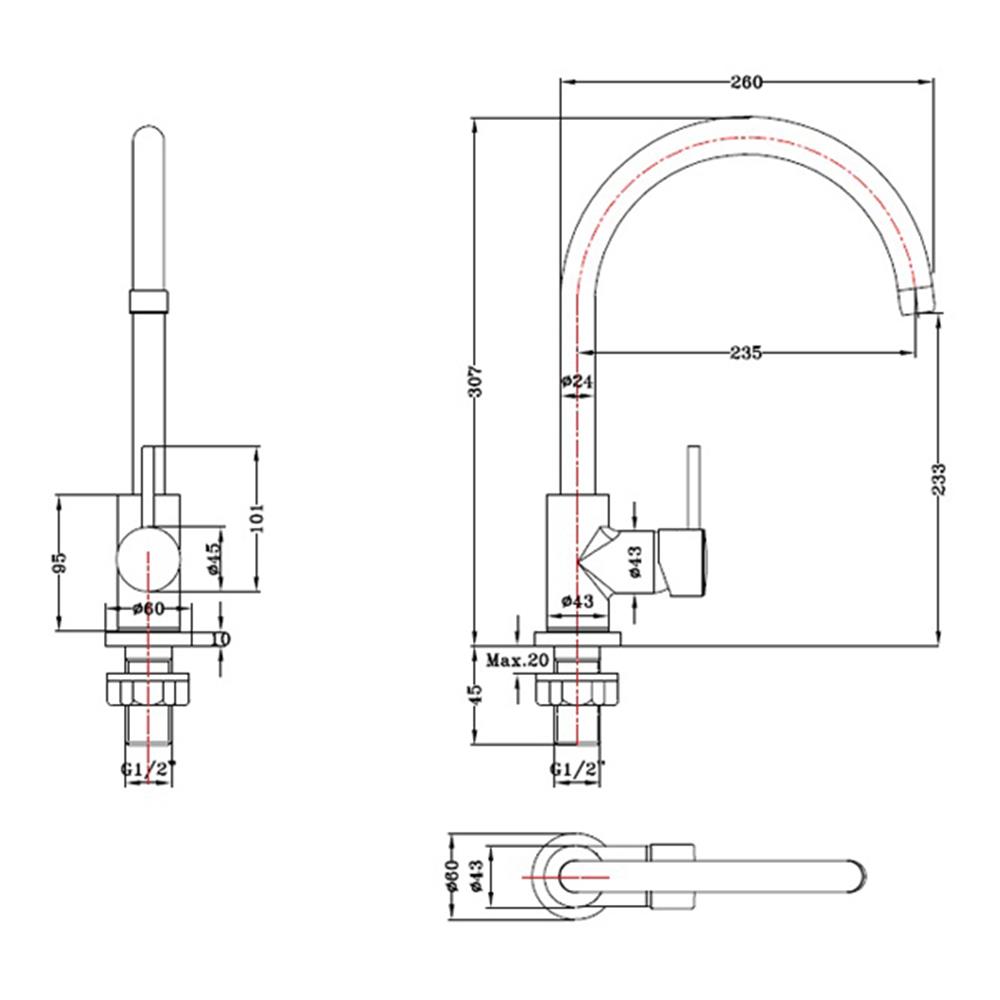 ก๊อกซิงค์เดี่ยวเคาน์เตอร์ KARAT MJ60-50