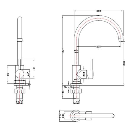 ก๊อกซิงค์เดี่ยวเคาน์เตอร์ KARAT MJ60-50_1