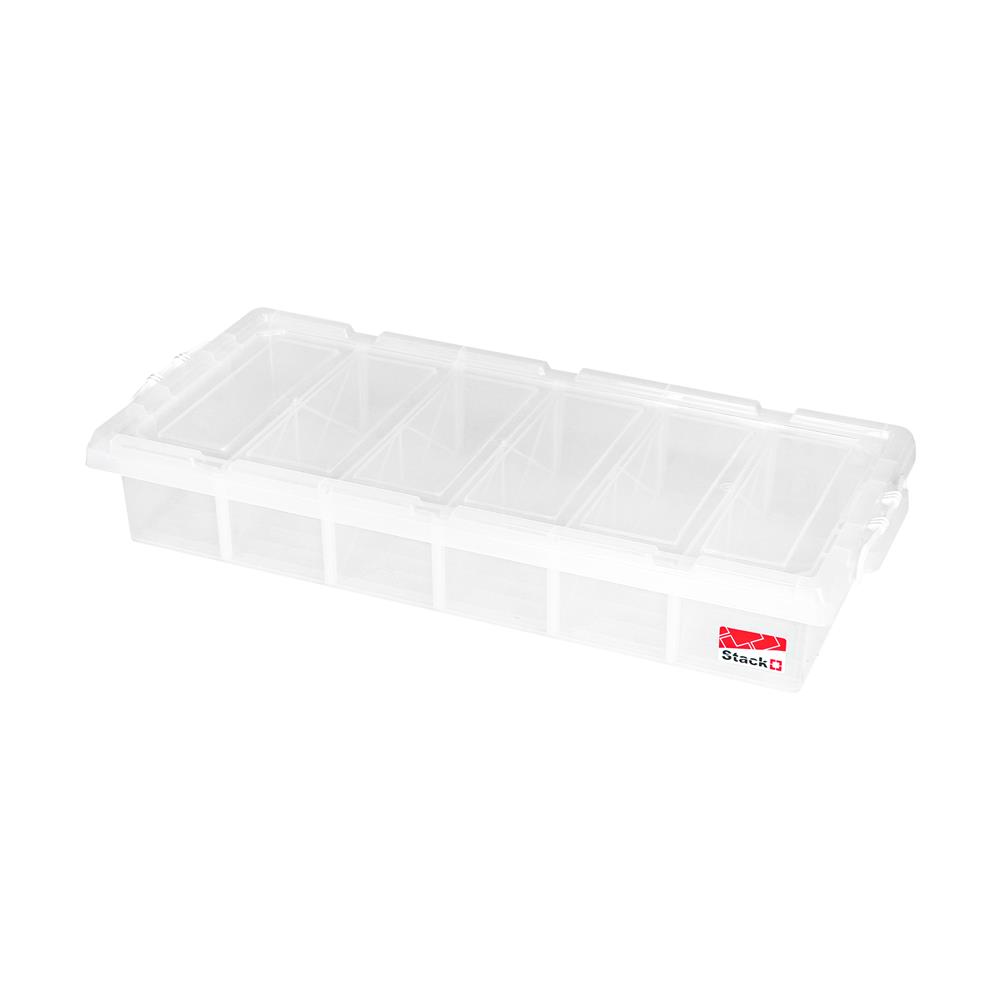 กล่องเก็บของ 6 ช่อง ฝาล็อก STACKO 27 ลิตร 51141 สีขาว