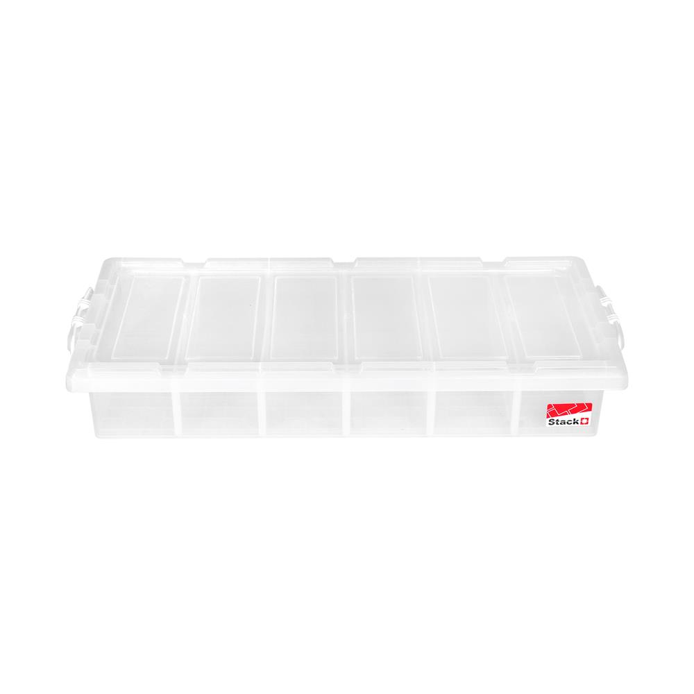 กล่องเก็บของ 6 ช่อง ฝาล็อก STACKO 27 ลิตร 51141 สีขาว