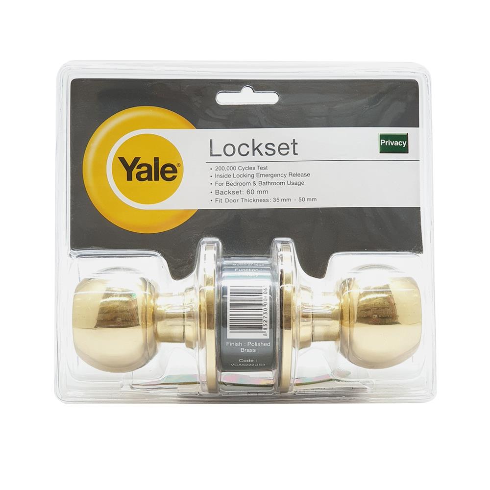 ลูกบิดห้องน้ำ หัวกลม YALE KN-VCA5222US3 สีทอง