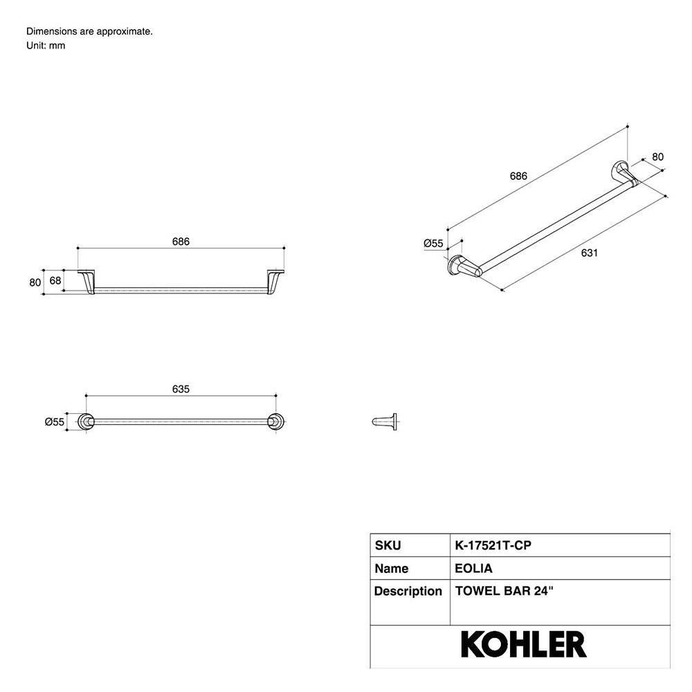 ราวแขวนผ้า KOHLER K-17521T-CP สีโครม
