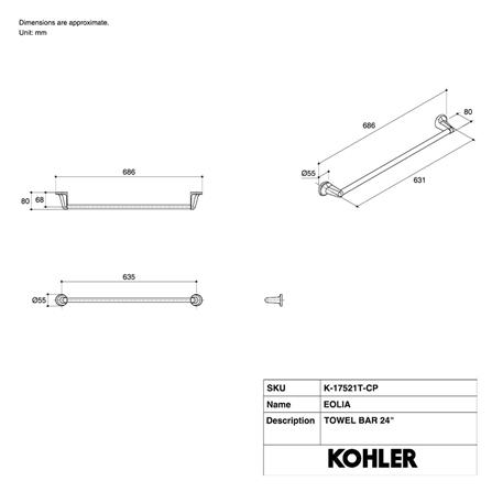 ราวแขวนผ้า KOHLER K-17521T-CP สีโครม_1
